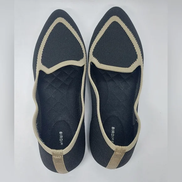 Birdies Blackbird Knit Flats Jet Black With Tan Trim Shoes Women's Size 9 - Picture 5 of 12